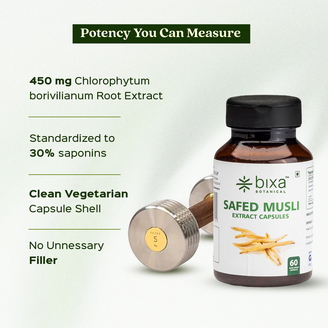 Safed Musli Extract 60 Veg Capsules (450mg) 30% Saponin