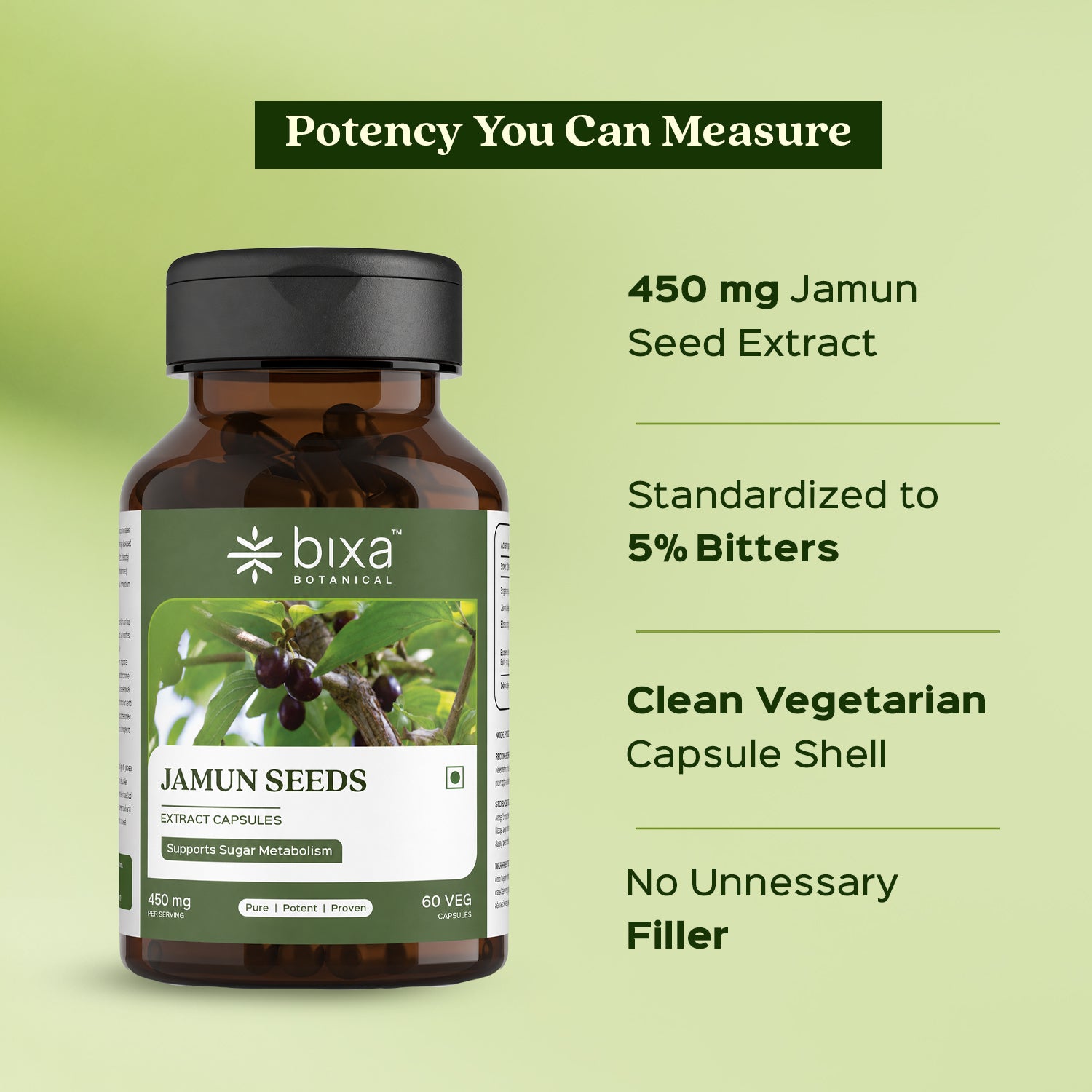 Jamun Extract 60 Veg Capsules (450mg) 5% Bitters