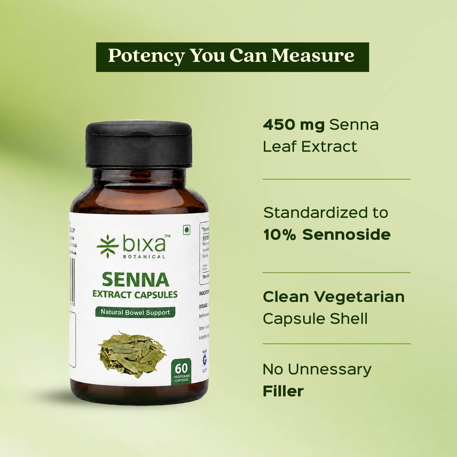 Indian Senna Extract 60 Veg Capsules (450mg) 20% Sennoside