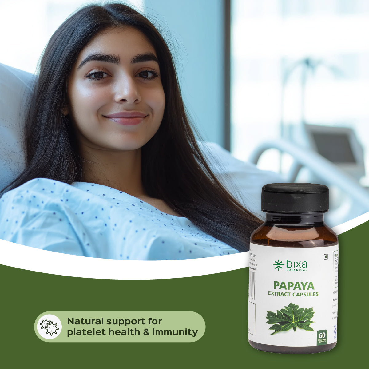 Papaya Leaves Extract 60 Veg Capsules (450mg)