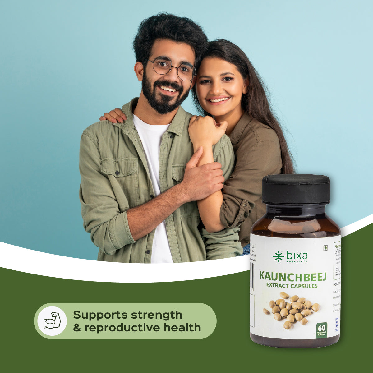 Mucuna / Kaunch beej Extract 60 Veg Capsules (450mg) 15% L-Dopa by HPLC