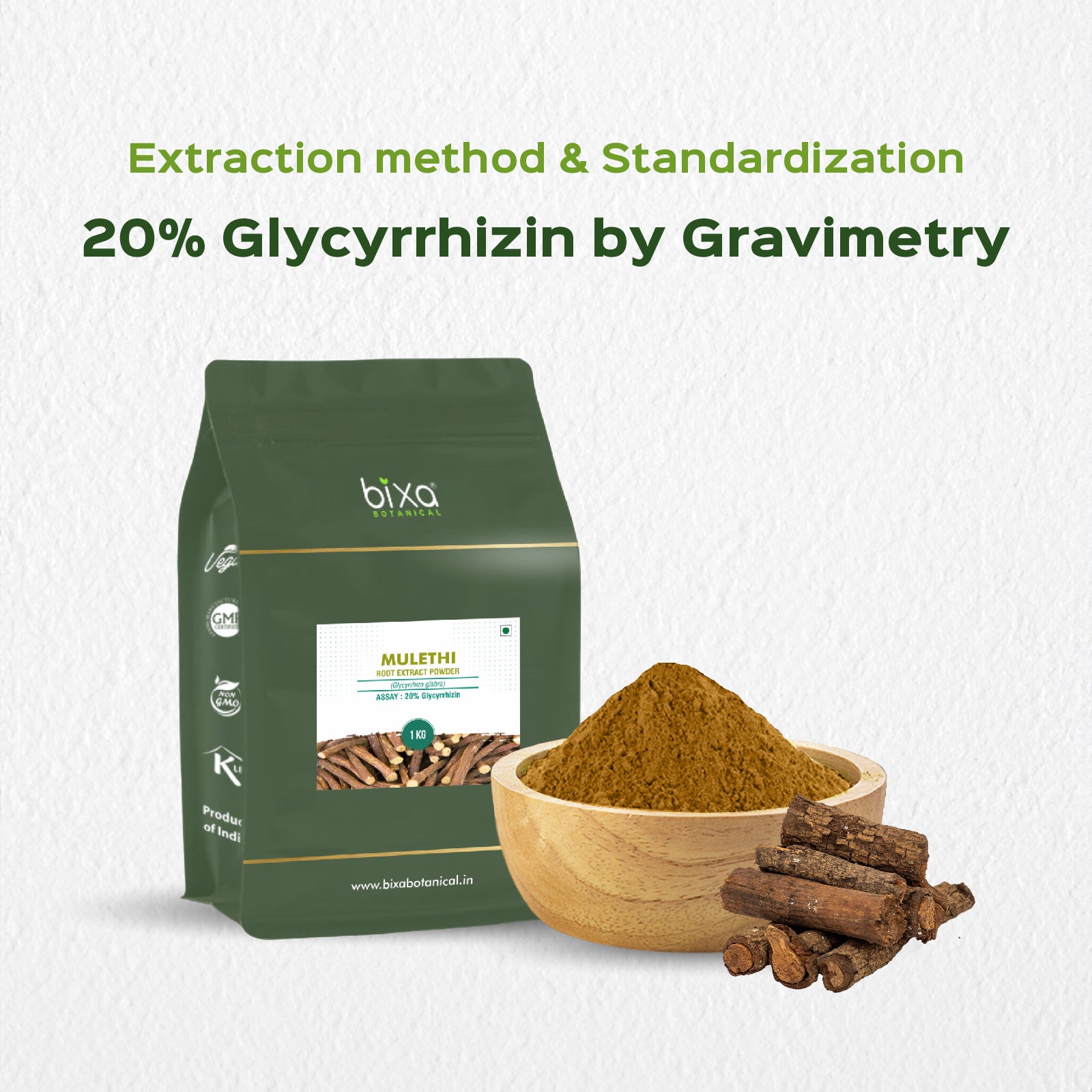 Licorice/ Mulethi (Glycyrrhiza Glabra) dry Extract - 20% Glycyrrhizin by Gravimetry