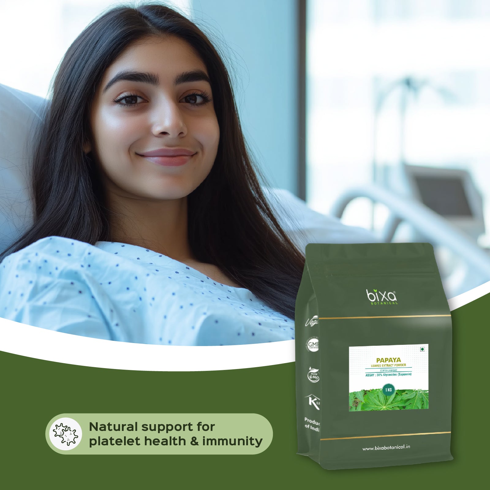 Papaya Leaf (Carica Papaya) Dry Extract  - 30% Glycosides (Saponnin) by Gravimetry