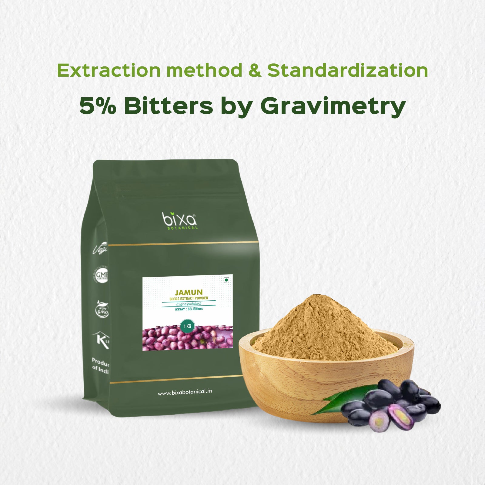Jamun (Eugenia Jambolana) dry Extract - 5% Bitters by Gravimetry