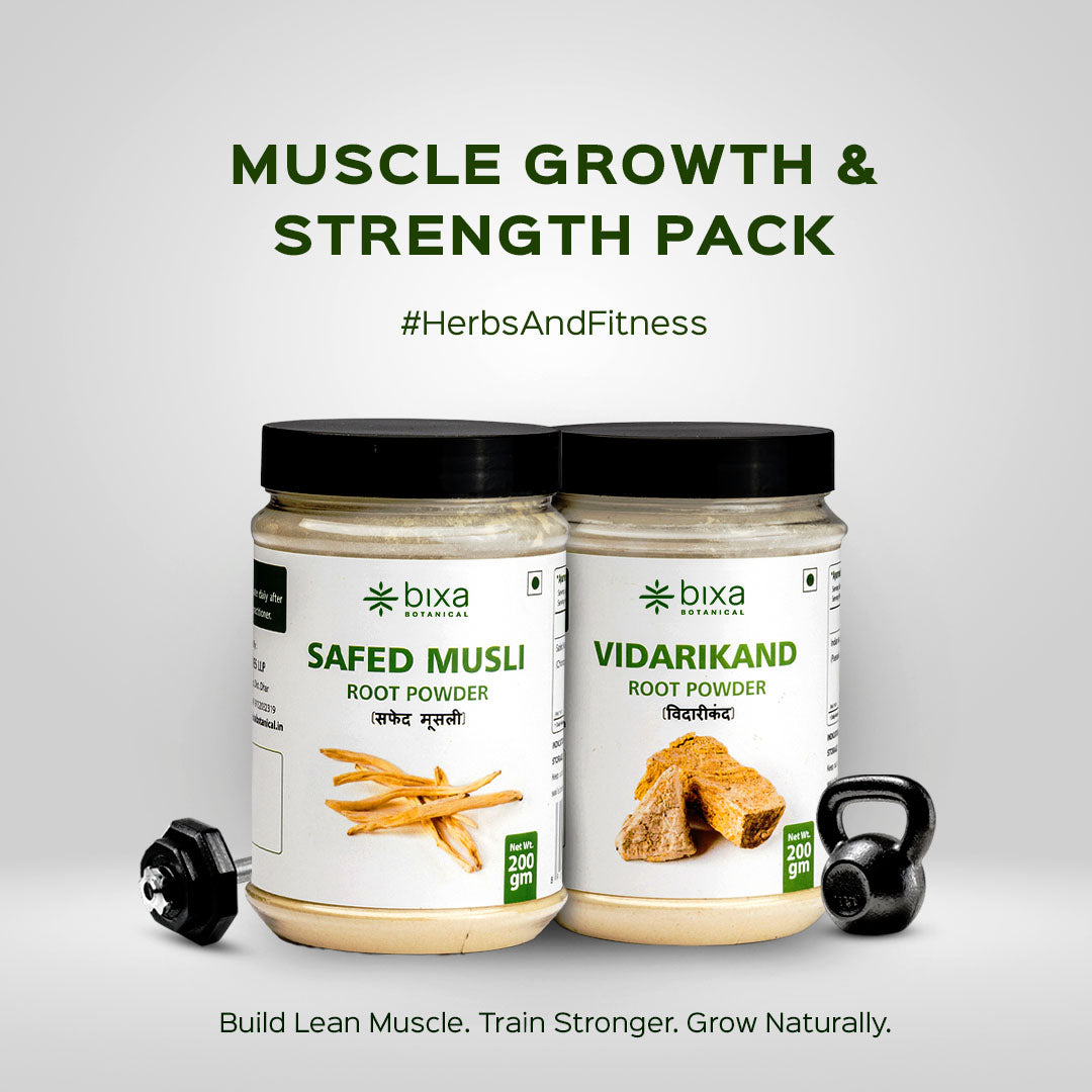 Muscle Growth & Strength Pack | Safed Musli Powder + Vidarikand Powder | Combo